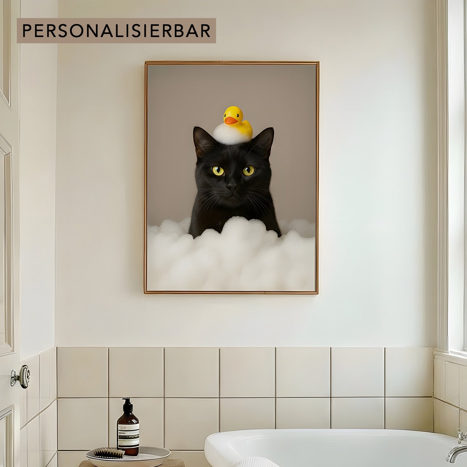 KATZE IN BADEWANNE - PERSONALISIERTES POSTER